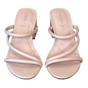 Madden Girl/Steve Madden Nude/Blush Pink Block Heel Strappy Sandal 7.5M #273D